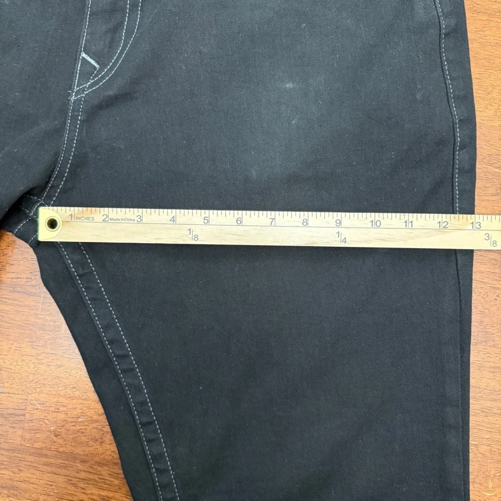 True Religion Ricky Relaxed Straight Jeans Mens 36 Black Contrast Stitch Flap